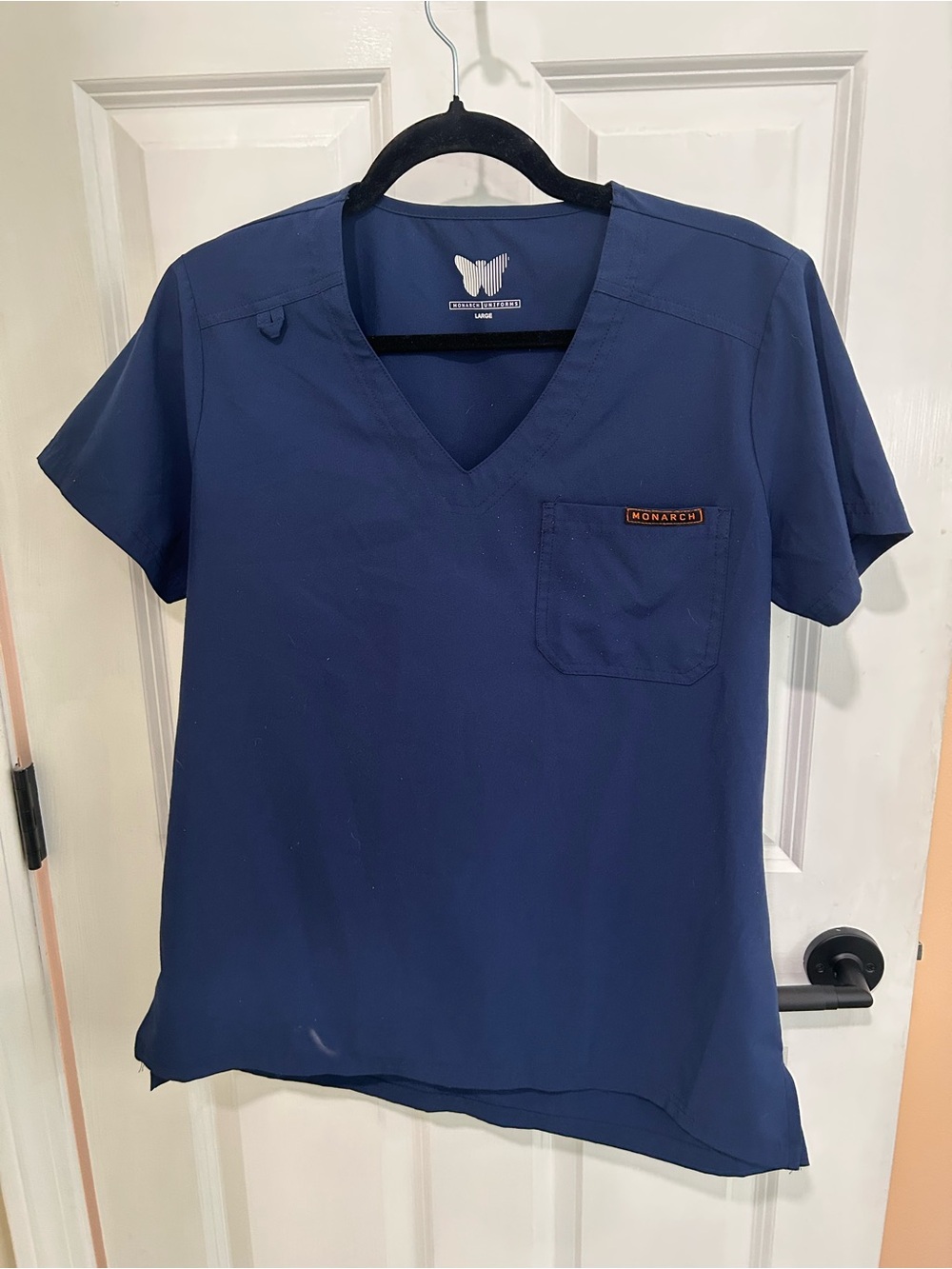 Monarch Navy Blue V-neck Scrub Top